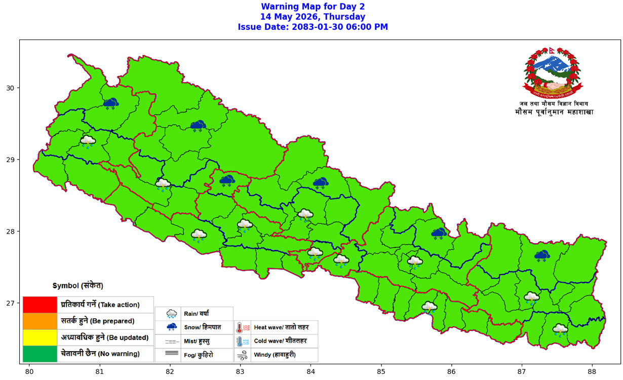 यस्तो छ आजको मौसम पूर्वानुमान